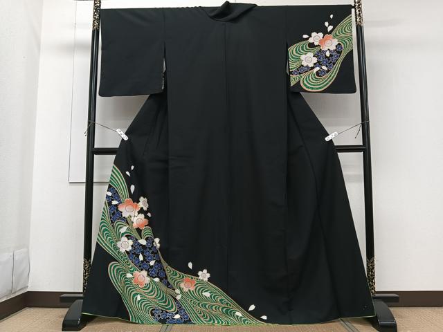 平和屋着物■訪問着　流水花文　金彩　胴抜き仕立て　洗える着物　CABG6924xi