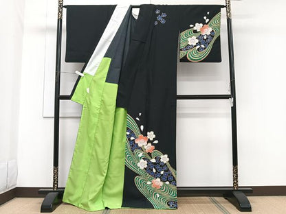 平和屋着物■訪問着　流水花文　金彩　胴抜き仕立て　洗える着物　CABG6924xi