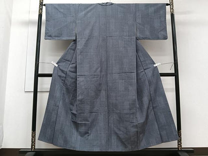 平和屋着物■上質な紬　格子　正絹　逸品　CABG6932xi