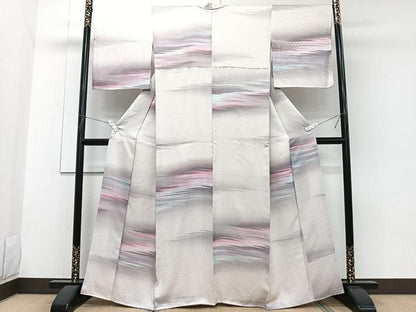 平和屋着物■上質な小紋　霞文　籠目地紋　暈し染め　正絹　逸品　CABG6935xi