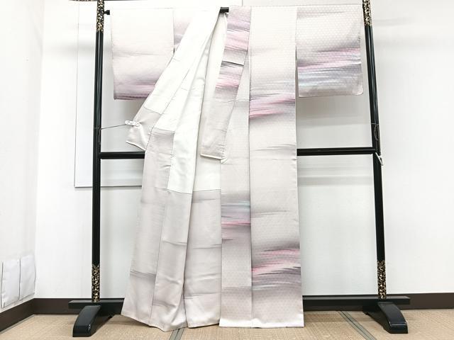 平和屋着物■上質な小紋　霞文　籠目地紋　暈し染め　正絹　逸品　CABG6935xi