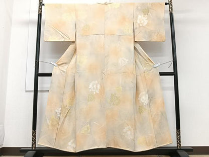 平和屋着物■上質な小紋　草花文　地紋お越し　暈し染め　正絹　逸品　CABG6940xi