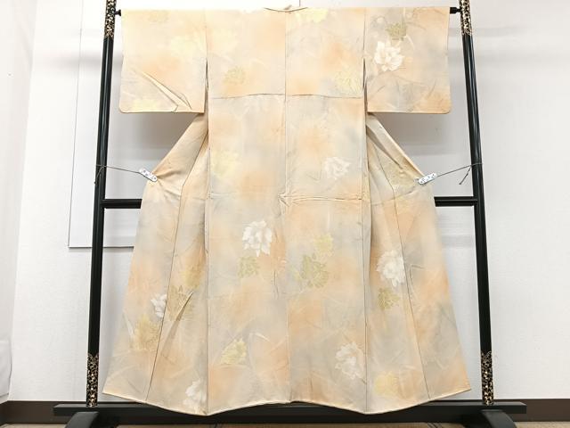 平和屋着物■上質な小紋　草花文　地紋お越し　暈し染め　正絹　逸品　CABG6940xi