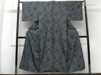 平和屋着物■本場大島紬　割込絣　吉祥花文　正絹　逸品　CABG6944xi