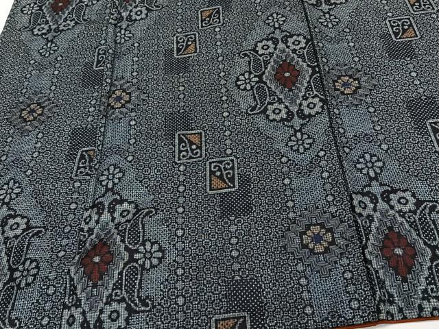 平和屋着物■本場大島紬　割込絣　吉祥花文　正絹　逸品　CABG6944xi