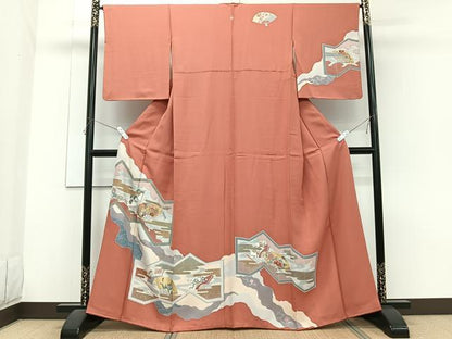 平和屋着物■訪問着　駒刺繍　屏風花文　金彩　正絹　逸品　CABG6945xi