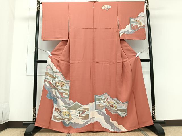 平和屋着物■訪問着　駒刺繍　屏風花文　金彩　正絹　逸品　CABG6945xi