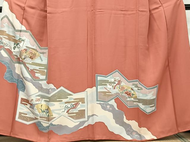 平和屋着物■訪問着　駒刺繍　屏風花文　金彩　正絹　逸品　CABG6945xi