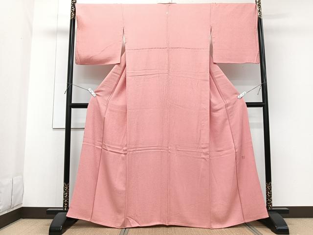 平和屋着物■上質な色無地　作家物　冷泉布美子　枝地紋　紅梅色　正絹　逸品　CABG6951xi