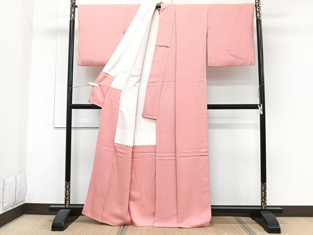 平和屋着物■上質な色無地　作家物　冷泉布美子　枝地紋　紅梅色　正絹　逸品　CABG6951xi