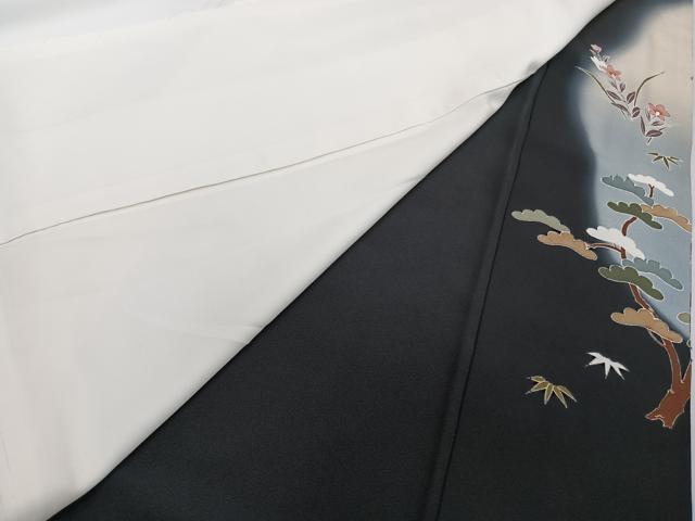 平和屋着物■豪華黒留袖　御所車人物風景文　松竹梅　暈し染め　金通し地　正絹　逸品　CABG6952xi