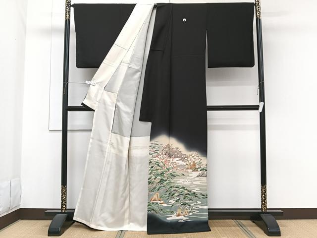平和屋着物■豪華黒留袖　作家物　流水風景文　暈し染め　正絹　逸品　CABG6954xi