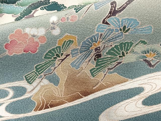 平和屋着物■豪華黒留袖　作家物　流水風景文　暈し染め　正絹　逸品　CABG6954xi