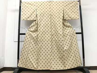 平和屋着物■上質な紬　市松文　正絹　逸品　CABG6955xi
