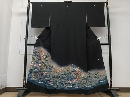 平和屋着物■豪華黒留袖　作家物　立波飛鳥花文　松竹梅　暈し染め　金通し地　正絹　逸品　CABG6959xi