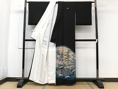 平和屋着物■豪華黒留袖　作家物　立波飛鳥花文　松竹梅　暈し染め　金通し地　正絹　逸品　CABG6959xi