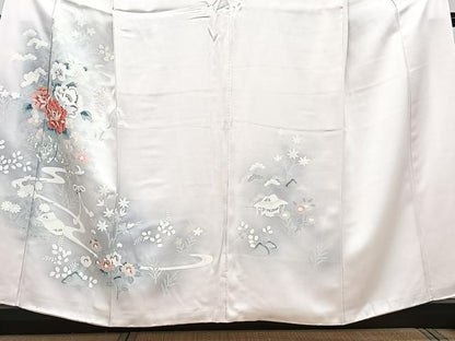 平和屋着物■訪問着　流水花車風景文　暈し染め　正絹　逸品　CABG6964xi