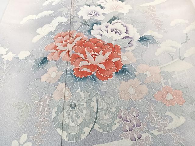 平和屋着物■訪問着　流水花車風景文　暈し染め　正絹　逸品　CABG6964xi