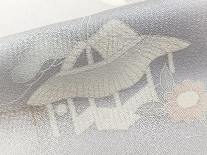 平和屋着物■訪問着　流水花車風景文　暈し染め　正絹　逸品　CABG6964xi