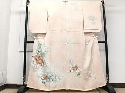 平和屋着物■訪問着　刺繍　孔雀花文　暈し染め　正絹　逸品　CABG6965xi