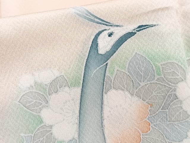 平和屋着物■訪問着　刺繍　孔雀花文　暈し染め　正絹　逸品　CABG6965xi