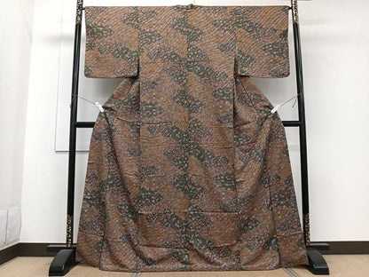 平和屋着物■上質な小紋　型染め　草花文　正絹　逸品　CABG6976xi
