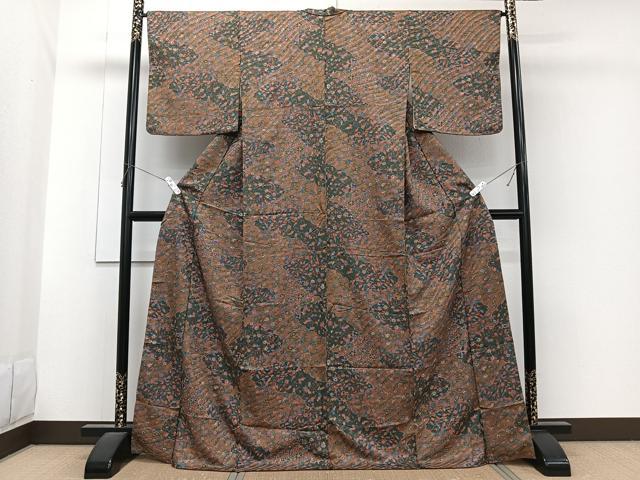 平和屋着物■上質な小紋　型染め　草花文　正絹　逸品　CABG6976xi