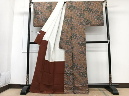 平和屋着物■上質な小紋　型染め　草花文　正絹　逸品　CABG6976xi