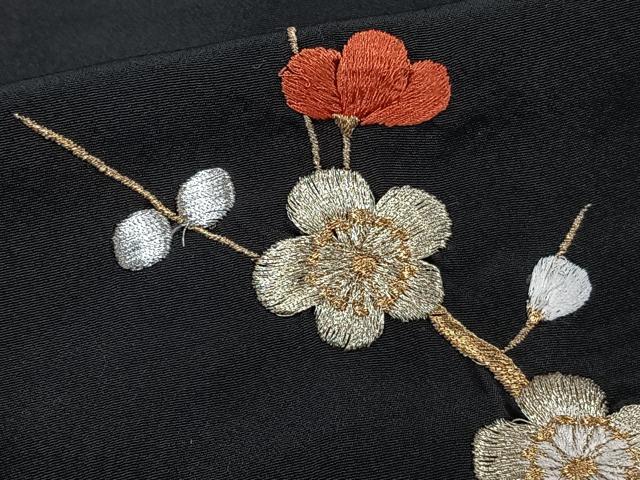平和屋着物■黒留袖　総刺繍　花鳥文　金銀糸　洗える着物　CABG6981xi