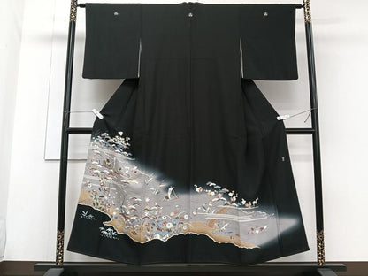 平和屋着物■豪華黒留袖　作家物　人物船風景文　松竹梅　暈し染め　正絹　逸品　CABG6986xi