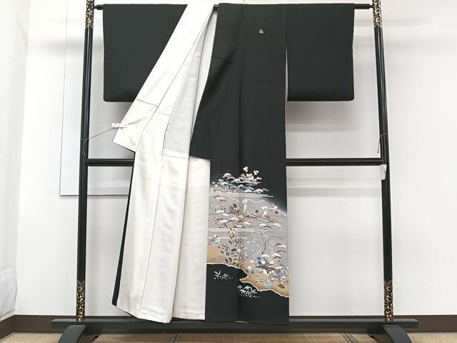 平和屋着物■豪華黒留袖　作家物　人物船風景文　松竹梅　暈し染め　正絹　逸品　CABG6986xi