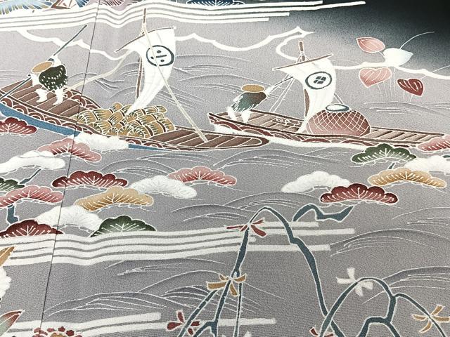 平和屋着物■豪華黒留袖　作家物　人物船風景文　松竹梅　暈し染め　正絹　逸品　CABG6986xi
