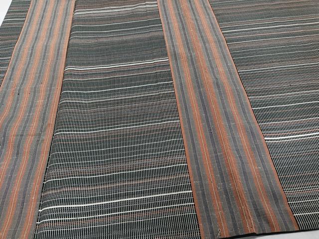 平和屋着物■上質な紬　格子文　正絹　逸品　CABG6987xi