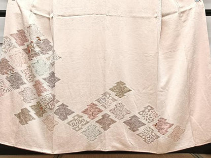 平和屋着物■訪問着 絞り 刺繍 松皮菱花文 金彩 正絹 逸品 CABG6993xi