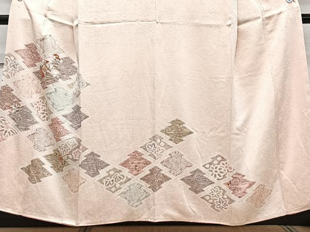 平和屋着物■訪問着 絞り 刺繍 松皮菱花文 金彩 正絹 逸品 CABG6993xi