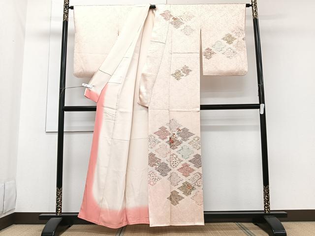 平和屋着物■訪問着 絞り 刺繍 松皮菱花文 金彩 正絹 逸品 CABG6993xi