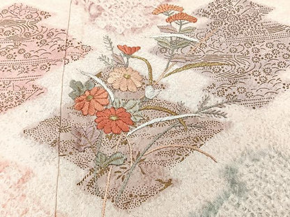 平和屋着物■訪問着 絞り 刺繍 松皮菱花文 金彩 正絹 逸品 CABG6993xi
