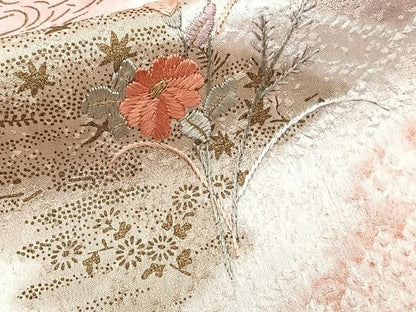平和屋着物■訪問着 絞り 刺繍 松皮菱花文 金彩 正絹 逸品 CABG6993xi