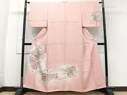 平和屋着物■訪問着　屏風御所車花文　松竹梅　暈し染め　金彩　正絹　逸品　CABG6994xi