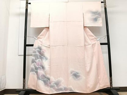 平和屋着物■訪問着　刺繍　雲取り飛鶴草花文　暈し染め　正絹　逸品　未使用　CABG7004xi