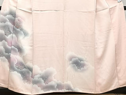 平和屋着物■訪問着　刺繍　雲取り飛鶴草花文　暈し染め　正絹　逸品　未使用　CABG7004xi