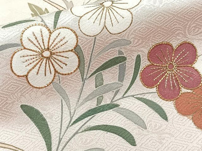 平和屋着物■訪問着　駒刺繍　絵霞草花文　暈し染め　金彩　正絹　逸品　CABG7006xi