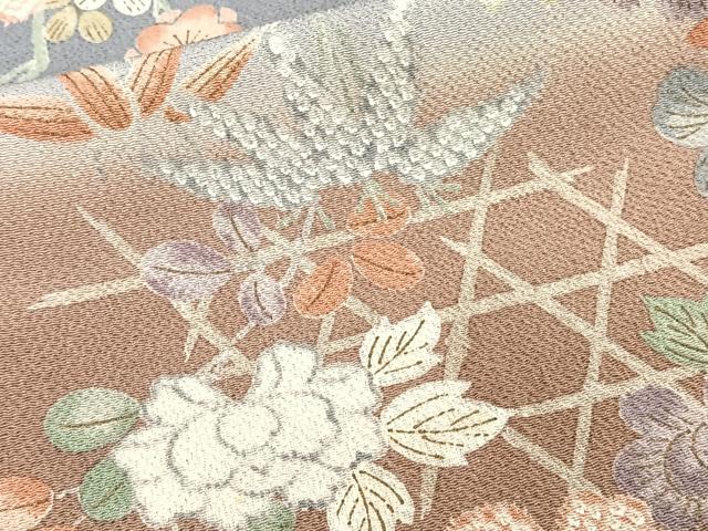 平和屋着物■上質な小紋　草花文　暈し染め　鬼しぼ縮緬　正絹　逸品　未使用　CABG7007xi