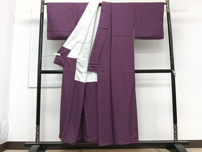平和屋着物■上質な色無地　草花地紋　茄子紺色　正絹　逸品　CABG7011xi