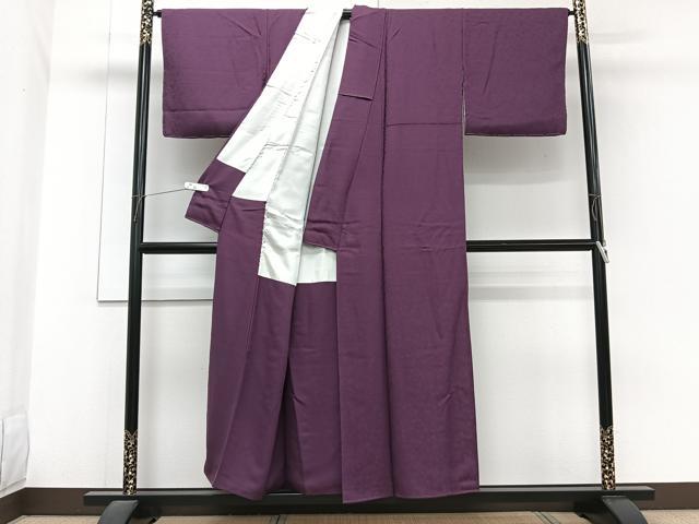 平和屋着物■上質な色無地　草花地紋　茄子紺色　正絹　逸品　CABG7011xi