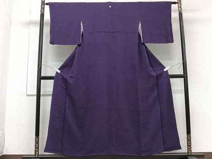 平和屋着物■上質な色無地　菖蒲色　鬼しぼ縮緬　正絹　逸品　CABG7012xi