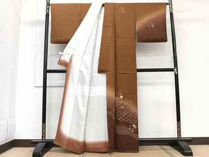 平和屋着物■訪問着　駒刺繍　七宝花丸文　暈し染め　金彩　正絹　逸品　CABG7013xi