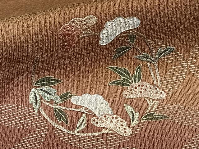 平和屋着物■訪問着　駒刺繍　七宝花丸文　暈し染め　金彩　正絹　逸品　CABG7013xi
