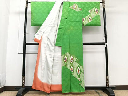 平和屋着物■訪問着　絞り　松竹梅花文　金彩　正絹　逸品　CABG7014xi