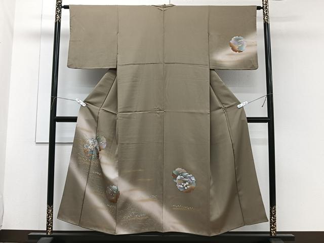 平和屋着物■訪問着　降臨雪輪飛鶴花文　暈し染め　金銀彩　正絹　逸品　CABG7026xi